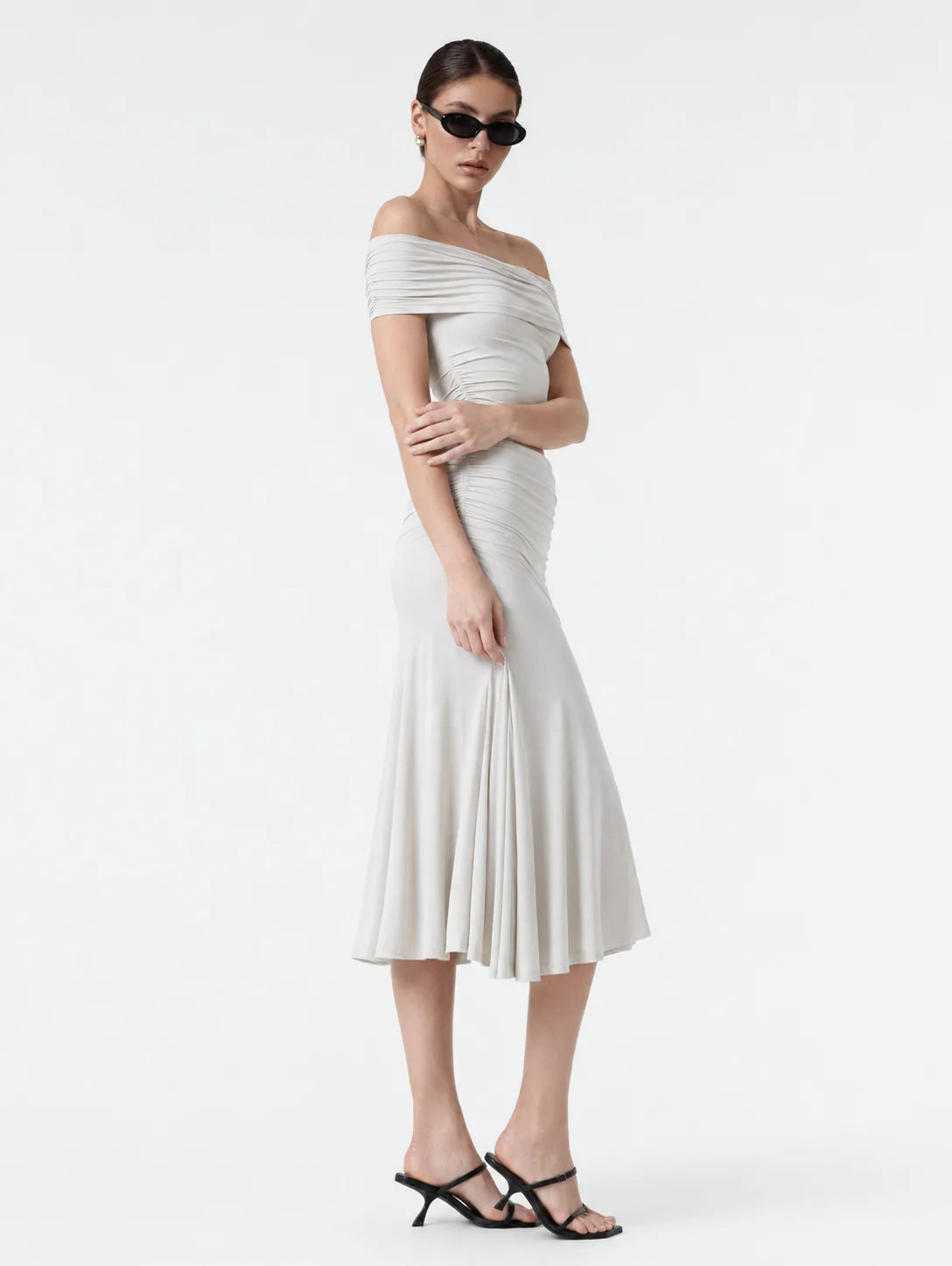 Aveline Ruched Set — Off-Shoulder Midi Co-Ord