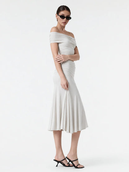 Aveline Ruched Set — Off-Shoulder Midi Co-Ord